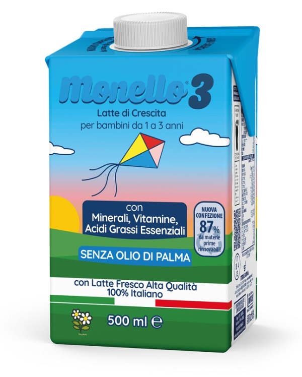 MONELLO 3 FORMULA PER LA CRESCITA A BASE DI LATTE PER BAMBINI DA 1 A 3 ANNI LIQUIDO 500 ML - Farmacia De Pasquale