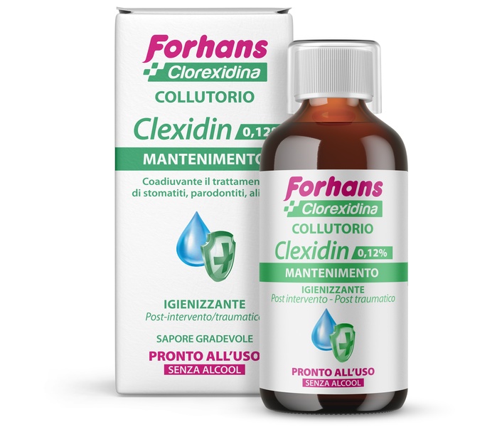 FORHANS COLLUTORIO CON CLOREXIDINA 0,12 CLEXIDIN SENZA ALCOOL 200 ML - Farmacia De Pasquale