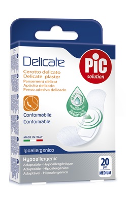 CEROTTO PIC DELICATE 19X72 MM ANTIBATTERICO 20 PEZZI - Farmacia De Pasquale