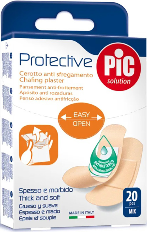 CEROTTO PIC PROTECTIVE MIX ANTIBATTERICO ANTISFREGAMENTO CON TAMPONE 20 PEZZI - Farmacia De Pasquale