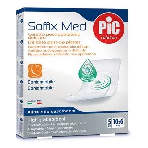 CEROTTO PIC SOFFIX MED IN TNT CON TAMPONE CENTRALE ASSORBENTE STERILE MONOUSO 10X6 CM ANTIBATTERICO 5 PEZZI - Farmacia De Pasquale