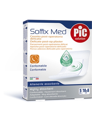 CEROTTO PIC SOFFIX MED IN TNT CON TAMPONE CENTRALE ASSORBENTE STERILE MONOUSO 10X8 CM ANTIBATTERICO 5 PEZZI - Farmacia De Pasquale
