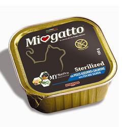 MIOGATTO STERIL PESCE AZZURRO/SALMONE GRAIN FREE 100 G - Farmacia De Pasquale