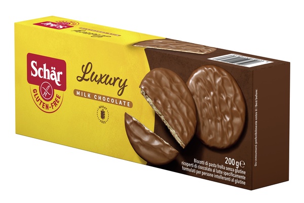 SCHAR LUXURY BISCOTTI DI PASTA FROLLA RICOPERTI DI CIOCCOLATO AL LATTE 200 G - Farmacia De Pasquale