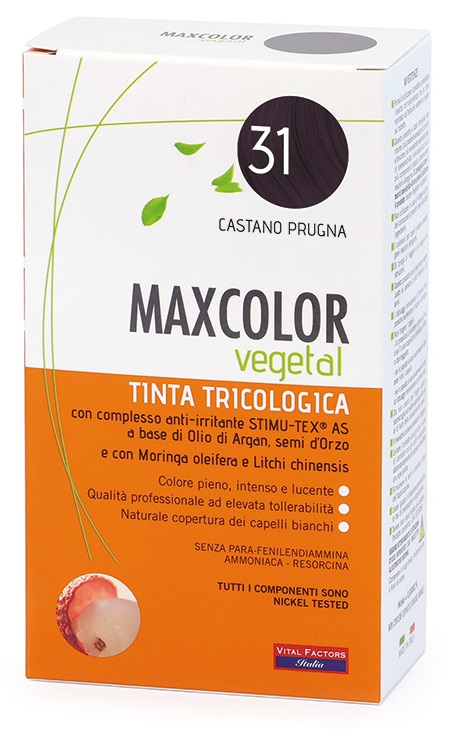 MAXCOLOR VEGETAL TINTA TRICOLOGICA 31 CASTANO PRUGNA 140 ML - Farmacia De Pasquale