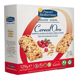 PIACERI MEDITERRANEI CEREALORO BARRETTA DI RISO CON MAIS E MIRTILLI ROSSI 6 PEZZI DA 21,5 G - Farmacia De Pasquale