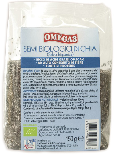 FSC OMEGA 3 SEMI DI CHIA BIO AD ALTO CONTENUTO DI FIBRA 150 G - Farmacia De Pasquale