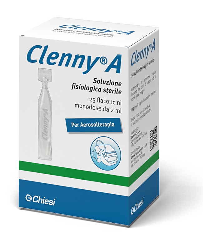 CLENNY A SOLUZIONE FISIOLOGICA STERILE PER AEROSOLTERAPIA 25 FLACONCINI MONODOSE DA 2 ML - Farmacia De Pasquale