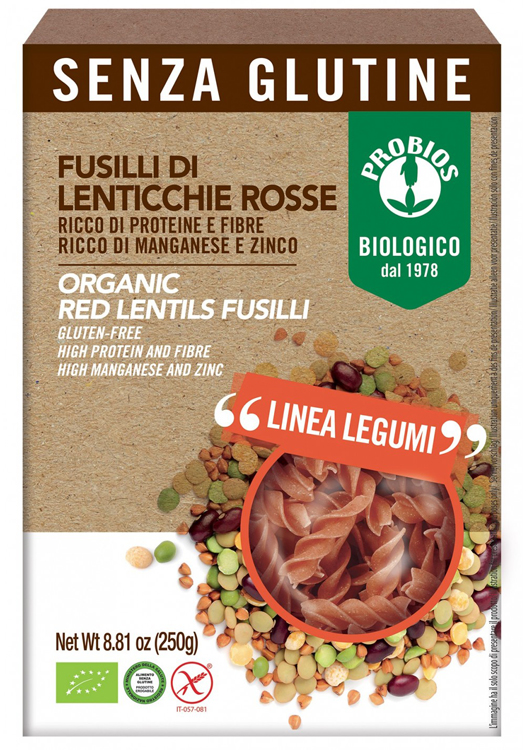 SPECIALITA' 100% LEGUMI FUSILLI LENTICCHIE ROSSE 250 G - Farmacia De Pasquale