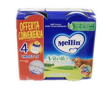 MELLIN OMOGENEIZZATO VITELLO 4 PEZZI X 80 G - Farmacia De Pasquale