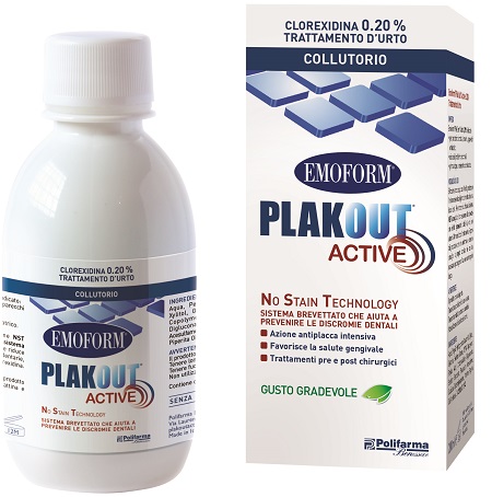 EMOFORM PLAK OUT ACTIVE CLOREXIDINA 0,20% COLLUTORIO 200 ML - Farmacia De Pasquale
