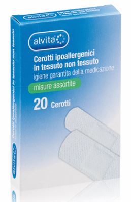 ALVITA CEROTTO IN TESSUTO NON TESSUTO ESTENSIBILE BIANCO CON TAMPONE ANTISETTICO ASSORTITO 20 PEZZI - Farmacia De Pasquale
