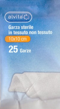 ALVITA GARZA STERILE IN TESSUTO NON TESSUTO 10X10CM 25 PEZZI - Farmacia De Pasquale