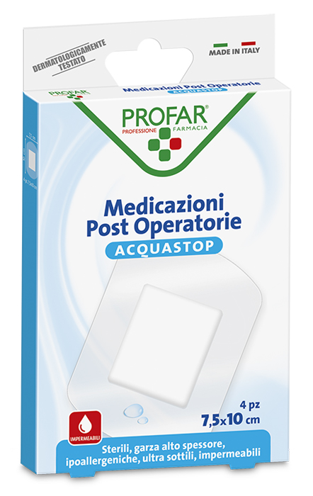 ACQUASTOP MEDICAZIONE POST OPERATORIA 7,5X10 CM PROFAR MED 4 PEZZI - Farmacia De Pasquale