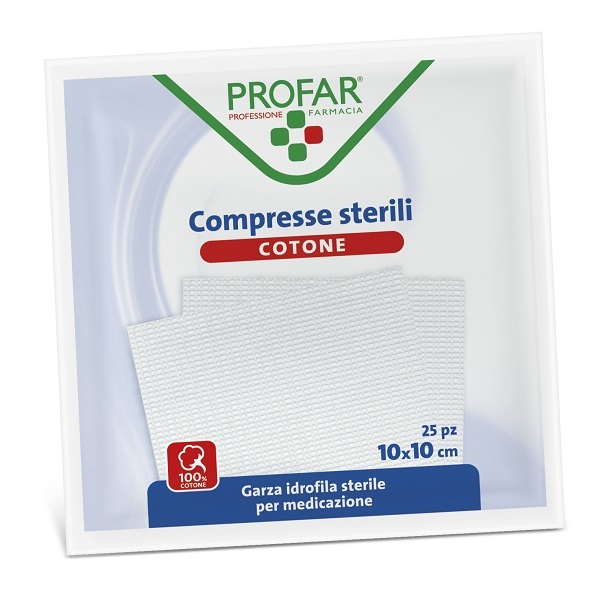 GARZA IDROFILA PROFAR COMPRESSA STERILE 10X10 CM 25 PEZZI - Farmacia De Pasquale