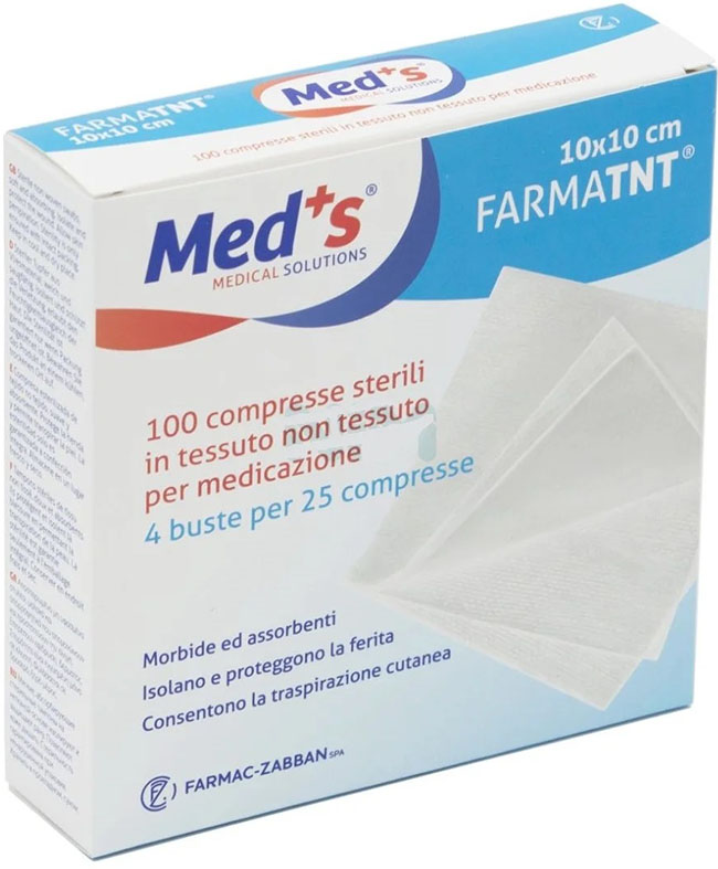 GARZA COMPRESSA MEDS TESSUTO NON TESSUTO 10X10CM 100 PEZZI - Farmacia De Pasquale
