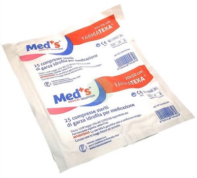 GARZA COMPRESSA IDROFILA MEDS FARMATEXA 12/8 20X20CM 25 PEZZI - Farmacia De Pasquale