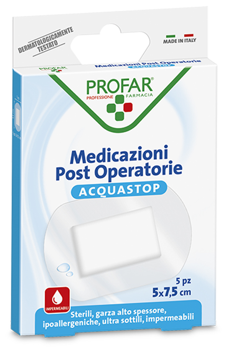 ACQUASTOP MEDICAZIONE POST OPERATORIA 5X7,5 CM PROFAR MED 5 PEZZI - Farmacia De Pasquale