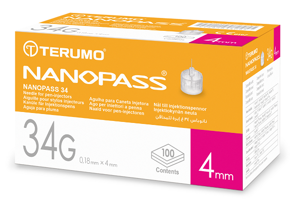 AGO PER PENNA DA INSULINA NANOPASS 34 GAUGE LUNGHEZZA 4 MM 100 PEZZI - Farmacia De Pasquale