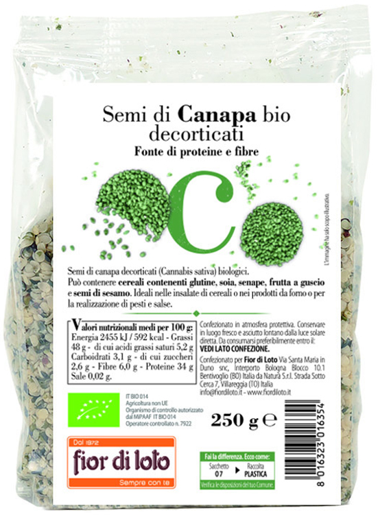 SEMI CANAPA DECORTICATA BIO 250 G - Farmacia De Pasquale