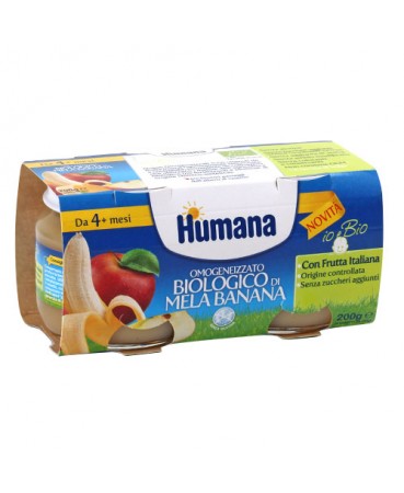 HUMANA OMOGENEIZZATO MELA/BANANA BIO 2 VASETTI 100 G - Farmacia De Pasquale