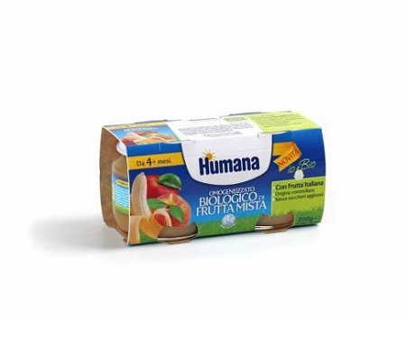 HUMANA OMOGENEIZZATO FRUTTA MISTA BIO 2 VASETTI 100 G - Farmacia De Pasquale