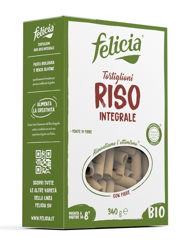 FELICIA BIO RISO INTEGRALE TORTIGLIONI 340 G - Farmacia De Pasquale