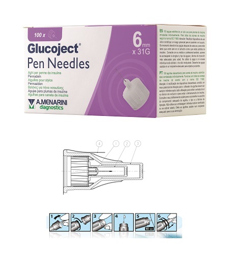 AGO PER PENNA DA INSULINA GLUCOJECT LUNGHEZZA 6 MM GAUGE 31 100 PEZZI - Farmacia De Pasquale