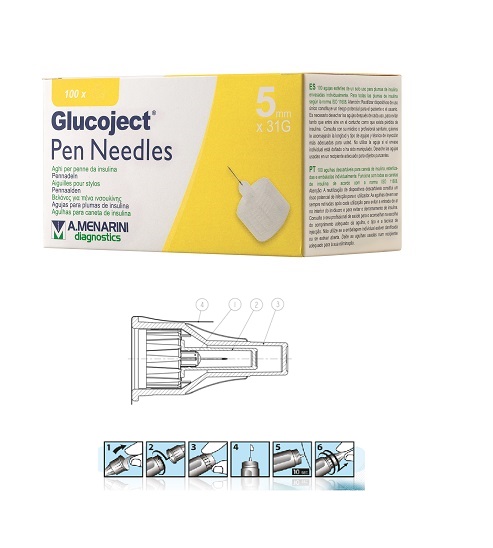 AGO PER PENNA DA INSULINA GLUCOJECT LUNGHEZZA 5 MM GAUGE 31 100 PEZZI - Farmacia De Pasquale