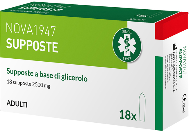 NOVA1947 GLICEROLO 2500MG SUPPOSTE ADULTI 18 PEZZI - Farmacia De Pasquale