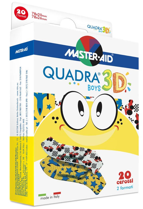 CEROTTO MASTER-AID QUADRA 3D BOYS 20 PEZZI ASSORTITI - Farmacia De Pasquale