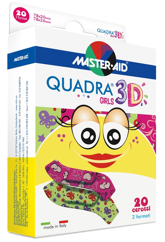 CEROTTO MASTER-AID QUADRA 3D GIRLS 20 PEZZI ASSORTITI - Farmacia De Pasquale