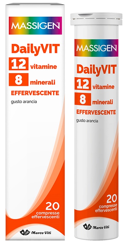 MASSIGEN DAILYVIT 12 VITAMINE 8 MINERALI EFFERVESCENTE 20 COMPRESSE - Farmacia De Pasquale