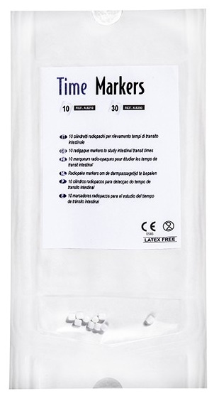 MARCATORE RADIOPACO IN GRANULI A BASE DI POLIPROPILENE FOOD GRADE E BARIO SOLFATO FU TIME-MARKERS PER RILEVAMENTO TEMPO DI TRANSITO INTESTINALE BUSTA DA 10 CILINDRETTI 20 PEZZI - Farmacia De Pasquale