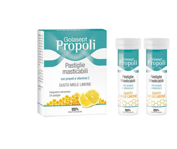 GOLASEPT PROPOLI 24 COMPRESSE MASTICABILI MIELE LIMONE - Farmacia De Pasquale