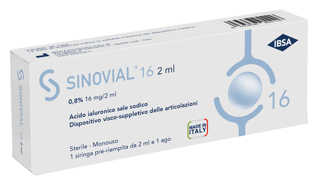 SIRINGA INTRA-ARTICOLARE SINOVIAL 16 ACIDO IALURONICO SALE SODICO 0,8% 16MG/2ML 2ML + AGO 21 GAUGE - Farmacia De Pasquale