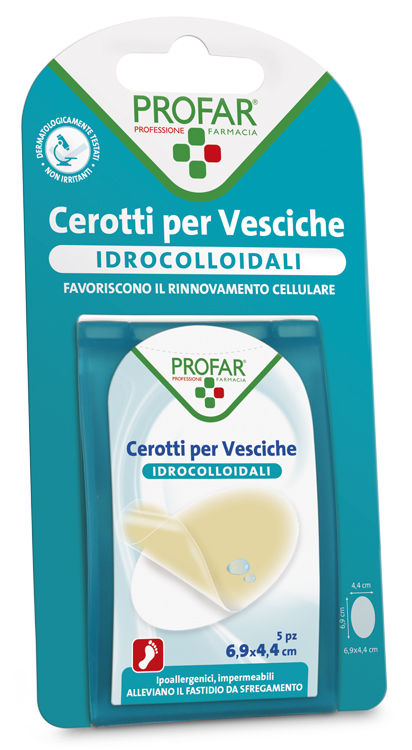 CEROTTO VESCICHE IDROCOLLOIDALE PROFAR 6,9X4,4 5 PEZZI - Farmacia De Pasquale