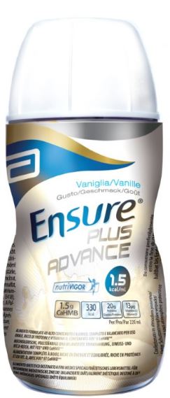 ENSURE PLUS ADVANCE VANIGLIA 4 BOTTIGLIE DA 220 ML - Farmacia De Pasquale