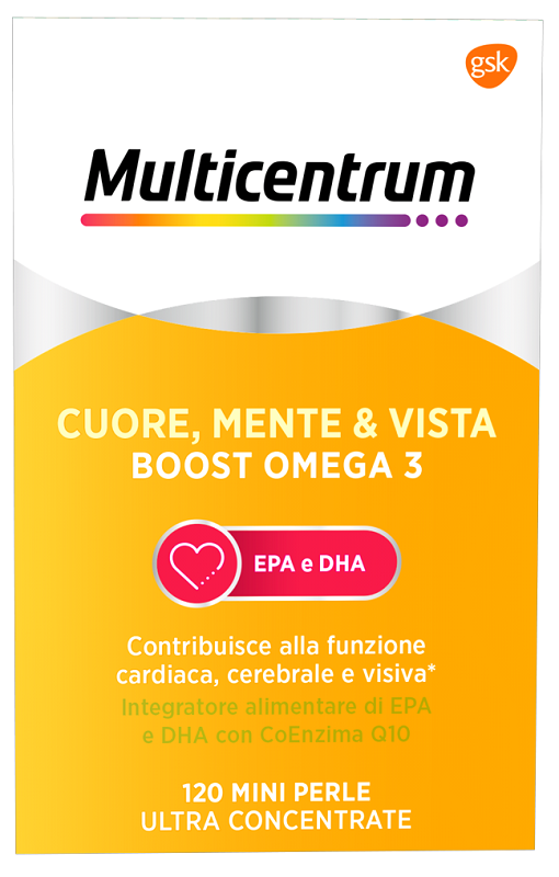 MULTICENTRUM CUORE MENTE E VISTA BOOST OMEGA 3 120 MINI PERLE - Farmacia De Pasquale