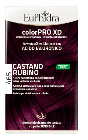 EUPHIDRA COLORPRO XD 465 CAST RUBINO GEL COLORANTE CAPELLI IN FLACONE + ATTIVANTE + BALSAMO + GUANTI - Farmacia De Pasquale