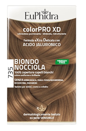 EUPHIDRA COLORPRO XD 735 BIONDO NOCCIOLA GEL COLORANTE CAPELLI IN FLACONE + ATTIVANTE + BALSAMO + GUANTI - Farmacia De Pasquale