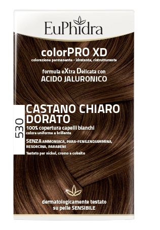 EUPHIDRA COLORPRO XD 530 CASTANO CHIARO DORATO GEL COLORANTE CAPELLI IN FLACONE + ATTIVANTE + BALSAMO + GUANTI - Farmacia De Pasquale