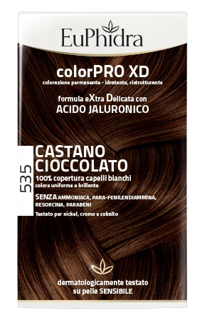 EUPHIDRA COLORPRO XD 535 CASTANO CIOCCOLATO GEL COLORANTE CAPELLI IN FLACONE + ATTIVANTE + BALSAMO + GUANTI - Farmacia De Pasquale