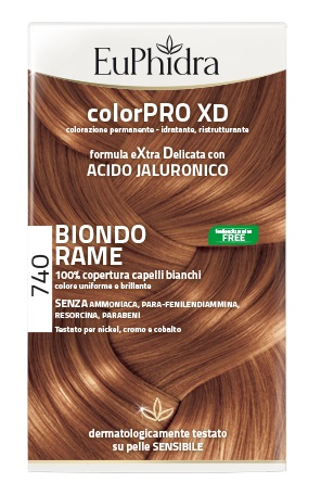 EUPHIDRA COLORPRO XD 740 BIONDO RAME GEL COLORANTE CAPELLI IN FLACONE + ATTIVANTE + BALSAMO + GUANTI - Farmacia De Pasquale