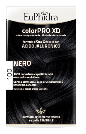 EUPHIDRA COLORPRO XD 100 NERO GEL COLORANTE CAPELLI IN FLACONE + ATTIVANTE + BALSAMO + GUANTI - Farmacia De Pasquale