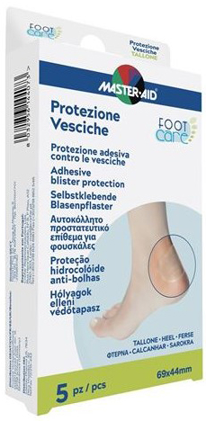 IDROCOLLOIDE MASTER-AID FOOTCARE VESCICHE TALLONE 69X44 MM 5 PEZZI A1 - Farmacia De Pasquale