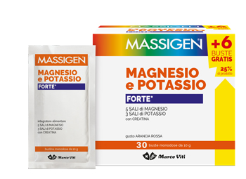 MASSIGEN MAGNESIO E POTASSIO FORTE 24 BUSTINE + 6 GRATIS - Farmacia De Pasquale