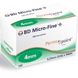AGO PER PENNA DA INSULINA BD MICROFINE PENTAPOINT GAUGE 32 4 MM 100 PEZZI - Farmacia De Pasquale