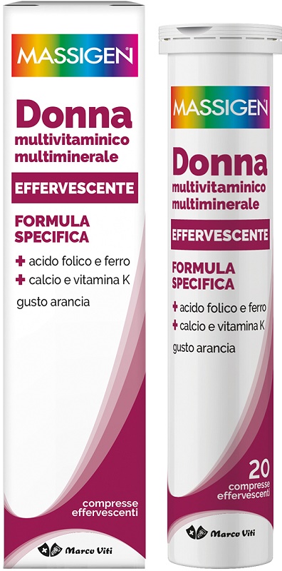 MASSIGEN DONNA MULTIVITAMINICO E MULTIMINERALE EFFERVESCENTE 20 COMPRESSE - Farmacia De Pasquale