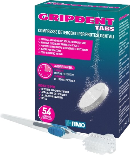 GRIPDENT TABS 54 COMPRESSE + SPAZZOLINO PULITORE - Farmacia De Pasquale